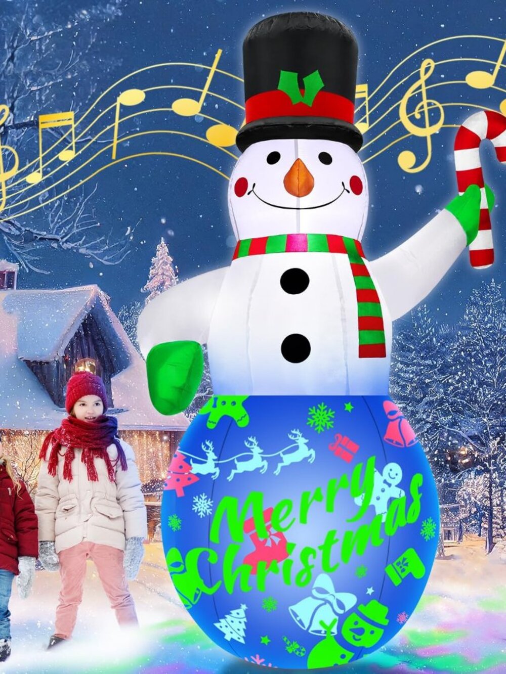 NEW 7FT Musical Snowman Christmas Inflatable Rotating LED Outdoor Yard Decor